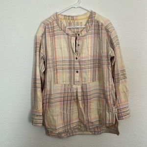 Free People We the Free Flannel Tunic Top Size S